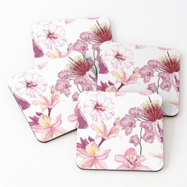 Item preview, Feijoa blooming and many kind of pink exotic tropical flowers. designed and sold by MatyKotiv.
