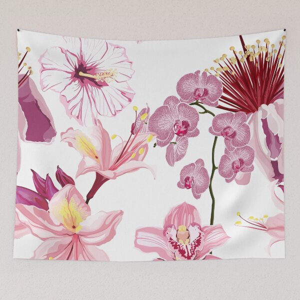 Item preview, Feijoa blooming and many kind of pink exotic tropical flowers. designed and sold by MatyKotiv.