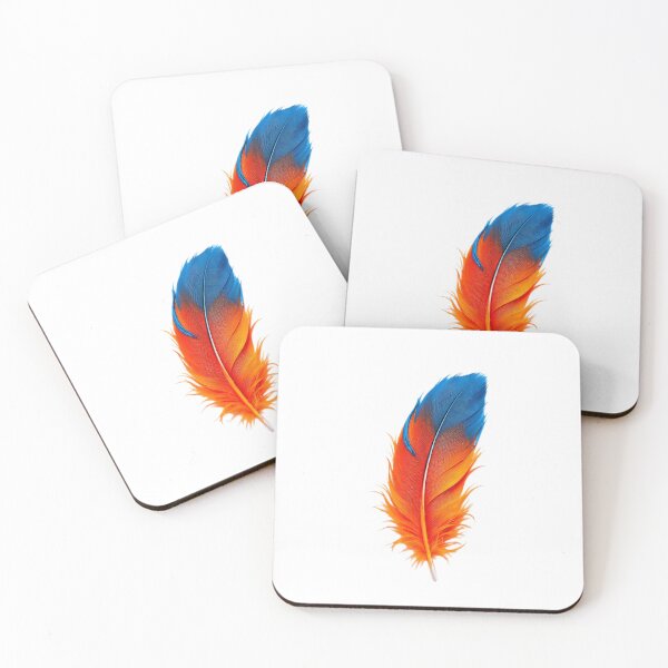 Item preview, A vibrant feather, predominantly blue at the top and transitioning to a fiery orange at the base designed and sold by artumbre.
