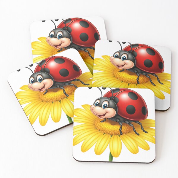 Item preview, Smiling Ladybug Red Smile Yellow Flower designed and sold by Guryl Michal Designs.