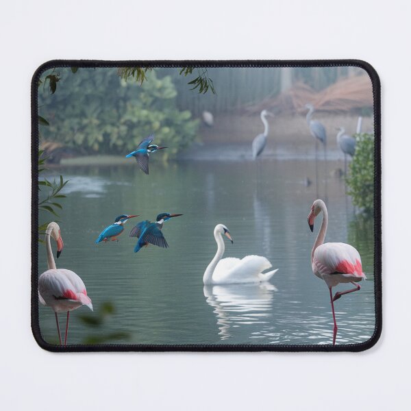 Item preview, Tranquil Lake Scene with Exotic Water Birds designed and sold by AnimalAirtistry.