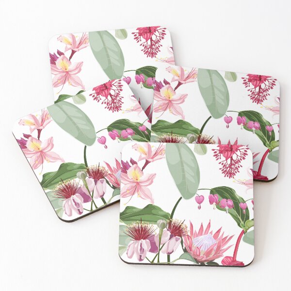 Item preview, Feijoa blooming and many kind of pink exotic tropical flowers. designed and sold by MatyKotiv.