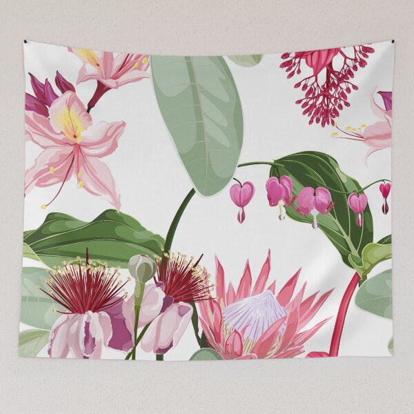 Item preview, Feijoa blooming and many kind of pink exotic tropical flowers. designed and sold by MatyKotiv.