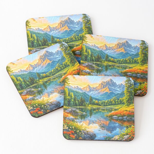 Item preview, Picturesque Lake at the Foot of the Mountains: A Floral Harmony of Nature designed and sold by Newlander90.