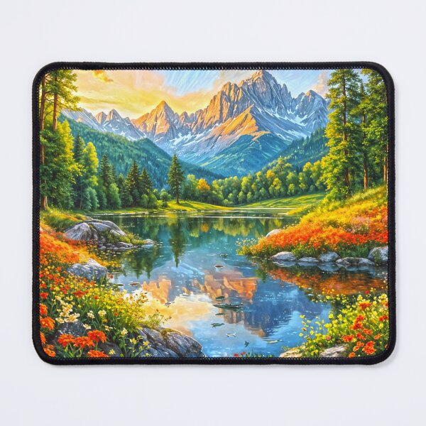Item preview, Picturesque Lake at the Foot of the Mountains: A Floral Harmony of Nature designed and sold by Newlander90.