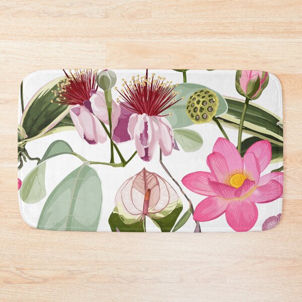 Item preview, Feijoa blooming and many kind of pink exotic tropical flowers. designed and sold by MatyKotiv.