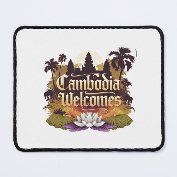 Item preview, Cambodia Welcomes Flag Map Angkor Wat, Phnom Penh designed and sold by AnimalsDH305.