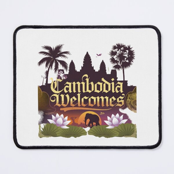 Item preview, Cambodia Welcomes Flag Map Angkor Wat, Phnom Penh designed and sold by AnimalsDH305.