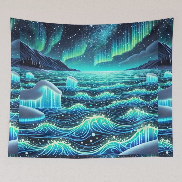 Aperçu de l'œuvre Aurora Waves : une symphonie de glace et de lumière créée et vendue par Meta2Physical.
