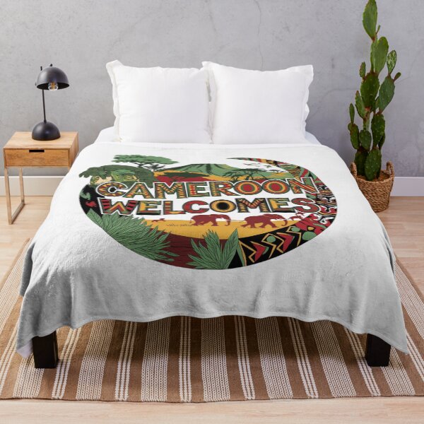 Item preview,  Cameroon Welcomes Flag Map Yaounde, Duala, rainforests designed and sold by AnimalsDH305.