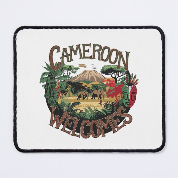 Item preview,  Cameroon Welcomes Flag Map Yaounde, Duala, rainforests designed and sold by AnimalsDH305.