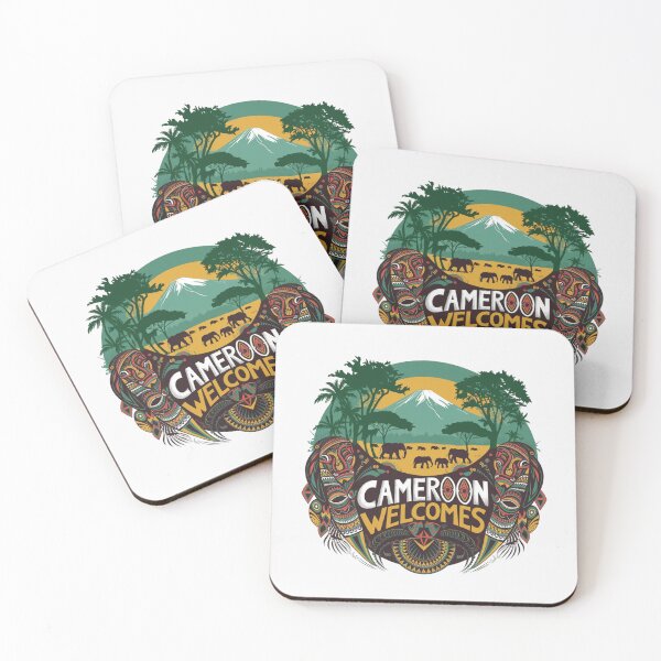 Item preview, Cameroon Welcomes Flag Map Yaounde, Duala, rainforests designed and sold by AnimalsDH305.