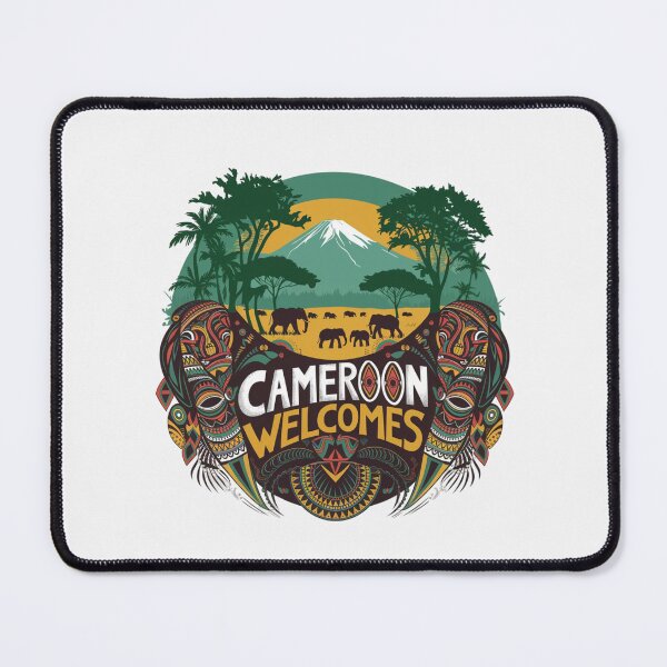 Item preview, Cameroon Welcomes Flag Map Yaounde, Duala, rainforests designed and sold by AnimalsDH305.