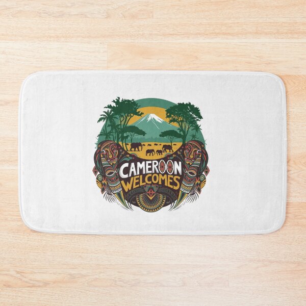 Item preview, Cameroon Welcomes Flag Map Yaounde, Duala, rainforests designed and sold by AnimalsDH305.