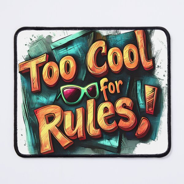 Item preview, A graffiti-inspired vector cartoon typography design with the phrase "Too Cool for Rules," designed and sold by TJprint.