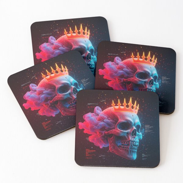 Item preview, Neon Skull with Fiery Crown: Futuristic Gothic Artwork designed and sold by Collision19.