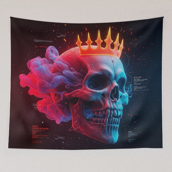 Item preview, Neon Skull with Fiery Crown: Futuristic Gothic Artwork designed and sold by Collision19.