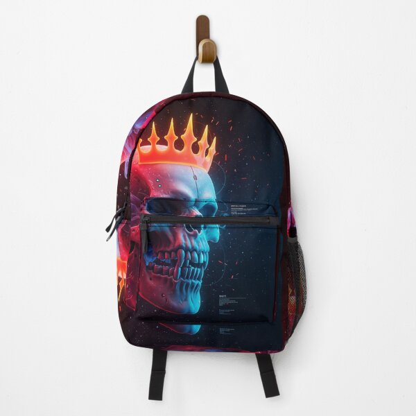 Item preview, Neon Skull with Fiery Crown: Futuristic Gothic Artwork designed and sold by Collision19.