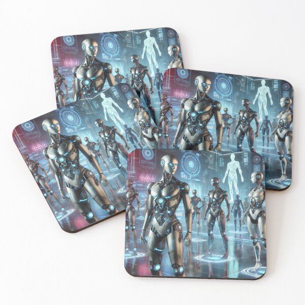 Item preview, Futuristic Sci-Fi Humanoids in Neon City designed and sold by RainbowSlide.