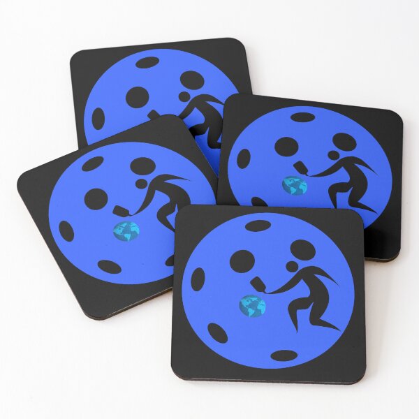 Item preview, Blue Pickleball with silhouette playing around the world designed and sold by PZI Picklewear.