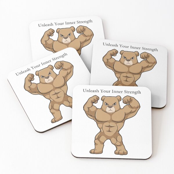 Item preview, Muscular Bear Cartoon - Inner Strength Motivational Design designed and sold by -DEEWOLF-.