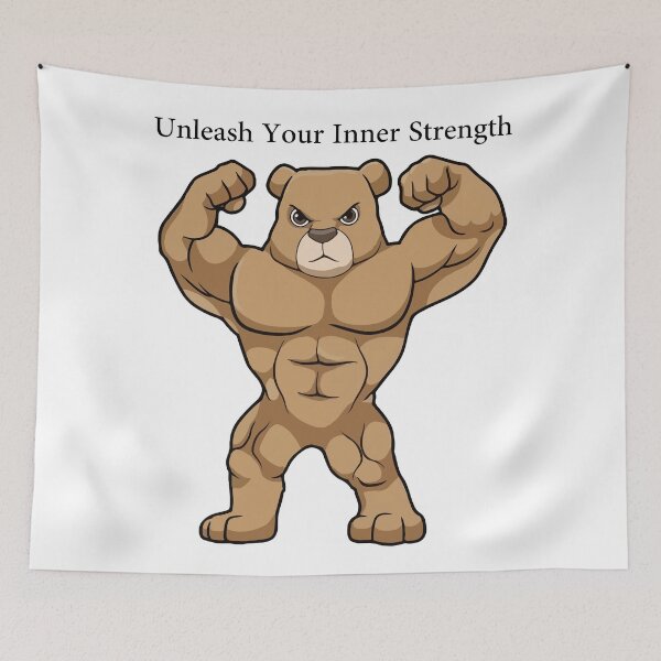 Item preview, Muscular Bear Cartoon - Inner Strength Motivational Design designed and sold by -DEEWOLF-.