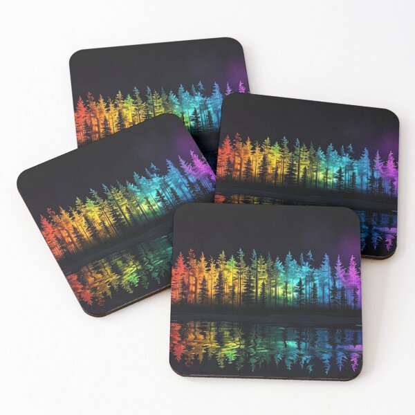 Item preview, Lively forest scene with colorful trees at night designed and sold by Sigtrix.