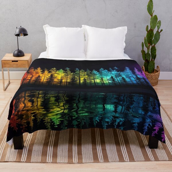 Item preview, Lively forest scene with colorful trees at night designed and sold by Sigtrix.