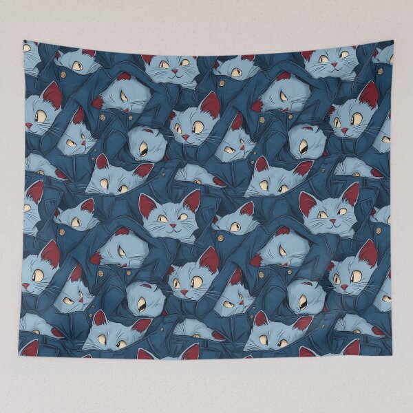 Item preview, Playful Blue Cats Peeking From Denim designed and sold by memememescat.