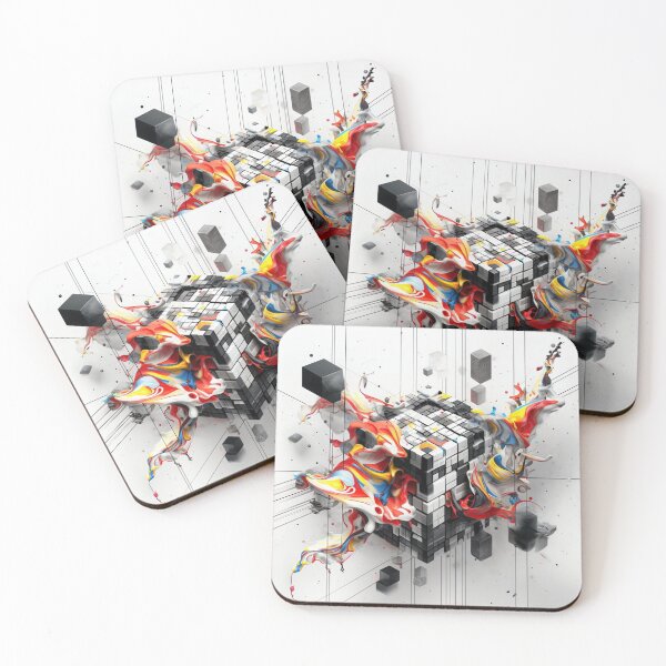 Item preview, Dynamic abstract cube structure with vibrant color swirls designed and sold by Sigtrix.