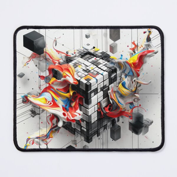 Item preview, Dynamic abstract cube structure with vibrant color swirls designed and sold by Sigtrix.