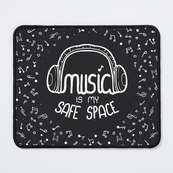 Item preview, Hand drawn emblem "Music is my Safe Space" for music lovers, nerds and geeks and fans of music inspired designs designed and sold by AlexandraGregor.