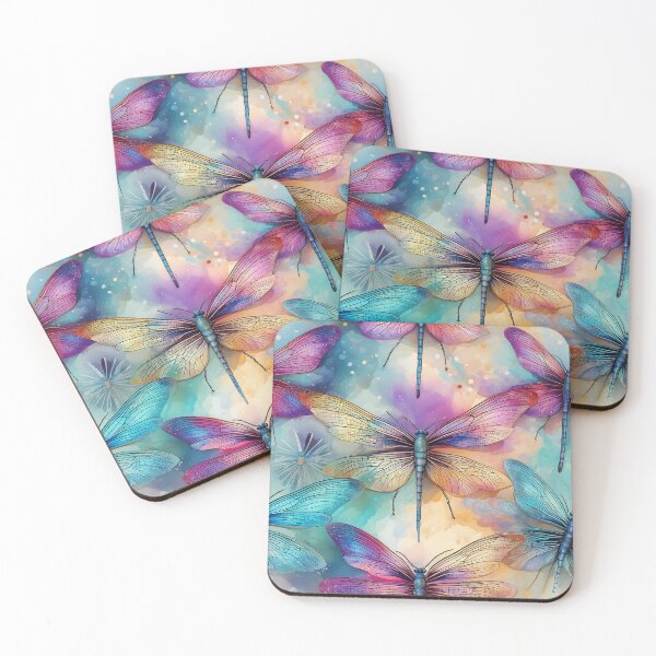 Item preview, Whimsical dragonfly on textured watercolor backdrop designed and sold by Designbes.