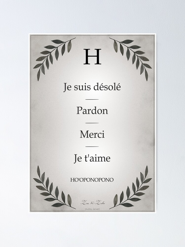 Aperçu 2 sur 3. Poster avec l'œuvre Ho'oponopono, secret du bonheur et de l'apaisement | Affiche créée et vendue par AudreyJanvier.