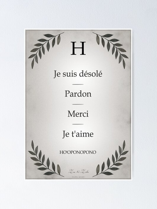 Aperçu 1 sur 3. Poster avec l'œuvre Ho'oponopono, secret du bonheur et de l'apaisement | Affiche créée et vendue par AudreyJanvier.