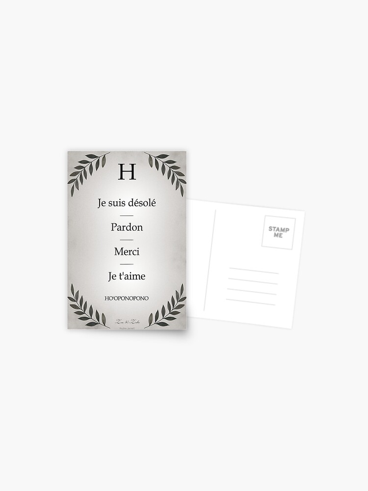 Aperçu 1 sur 2. Carte postale avec l'œuvre Ho'oponopono, secret du bonheur et de l'apaisement | Affiche créée et vendue par AudreyJanvier.