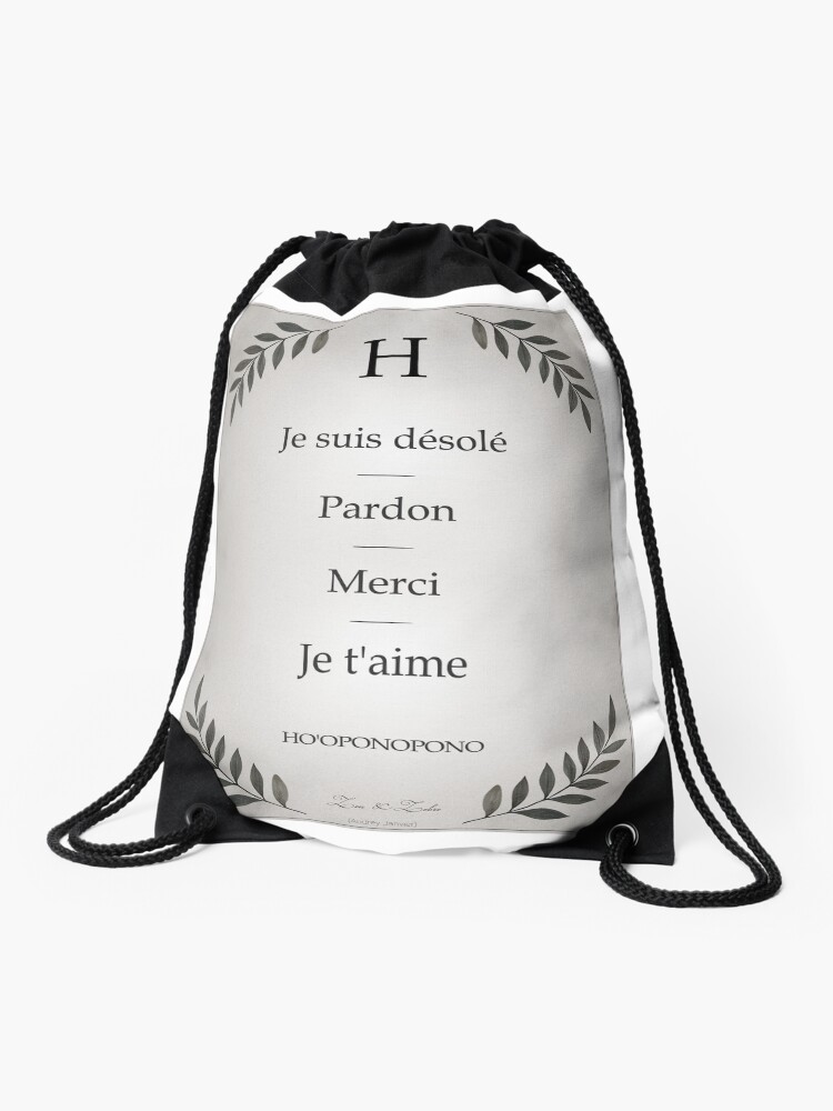 Aperçu 1 sur 3. Sac à cordon avec l'œuvre Ho'oponopono, secret du bonheur et de l'apaisement | Affiche créée et vendue par AudreyJanvier.