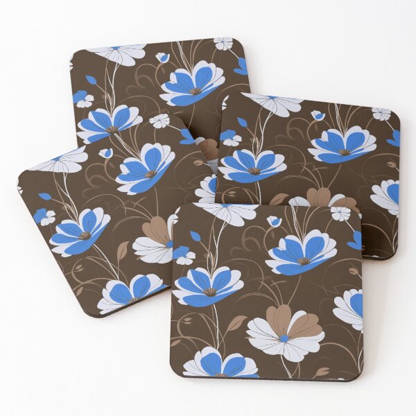 Item preview, Elegant floral pattern with vines in brown, blue, white designed and sold by Svitac.