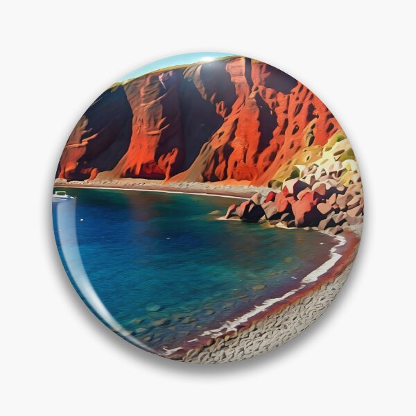 Item preview, Red Beach in Santorini: Dramatic Volcanic Cliffs & Turquoise Waters designed and sold by LSVart.