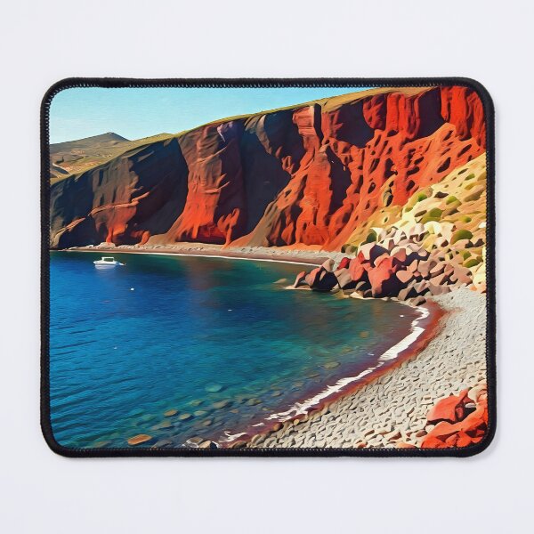 Item preview, Red Beach in Santorini: Dramatic Volcanic Cliffs & Turquoise Waters designed and sold by LSVart.