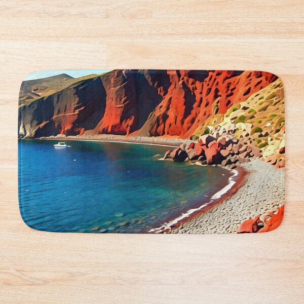 Item preview, Red Beach in Santorini: Dramatic Volcanic Cliffs & Turquoise Waters designed and sold by LSVart.