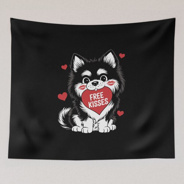 Item preview, Cute Pomsky Dog Valentines Day Heart Free Kisses designed and sold by FurryHavenPH.