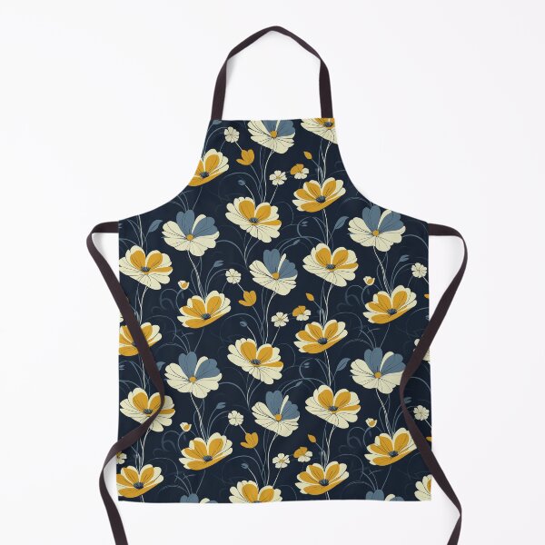 Artikelvorschau, Elegantes Blumenmuster mit Ranken in Blau, Gelb und Creme entworfen und verkauft von Svitac.