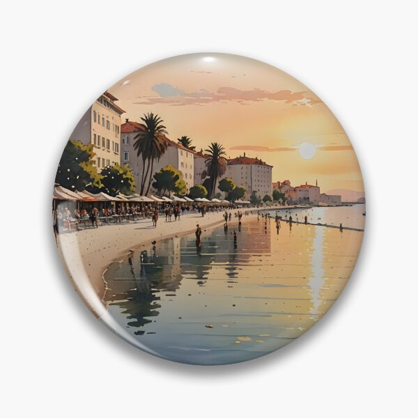 Item preview, Bačvice Beach Sunset: Golden-Pink Adriatic Reflections designed and sold by LSVart.