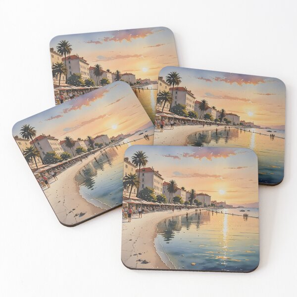 Item preview, Bačvice Beach Sunset: Golden-Pink Adriatic Reflections designed and sold by LSVart.