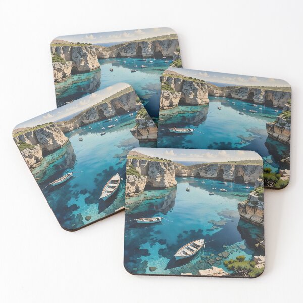 Item preview, Blue Lagoon on Comino: Turquoise Waters and Rugged Cliffs designed and sold by LSVart.