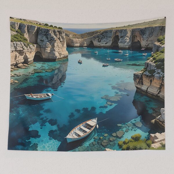 Item preview, Blue Lagoon on Comino: Turquoise Waters and Rugged Cliffs designed and sold by LSVart.
