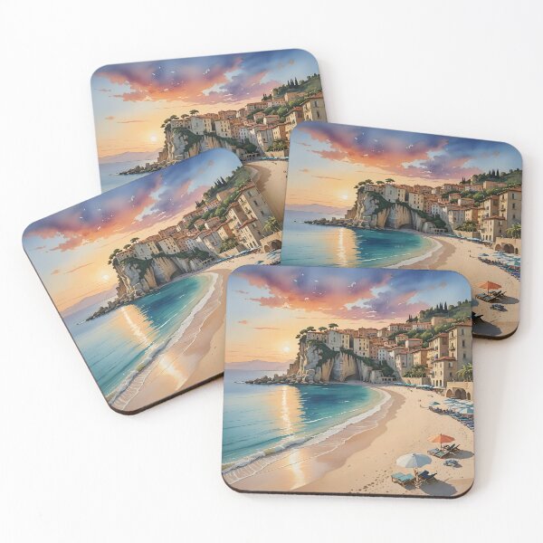 Item preview, Spiaggia di Tropea: Sunset over Calabria’s Golden Shores designed and sold by LSVart.
