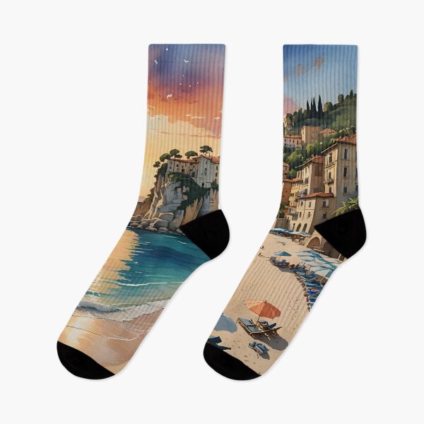 Item preview, Spiaggia di Tropea: Sunset over Calabria’s Golden Shores designed and sold by LSVart.