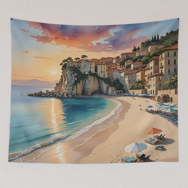 Item preview, Spiaggia di Tropea: Sunset over Calabria’s Golden Shores designed and sold by LSVart.